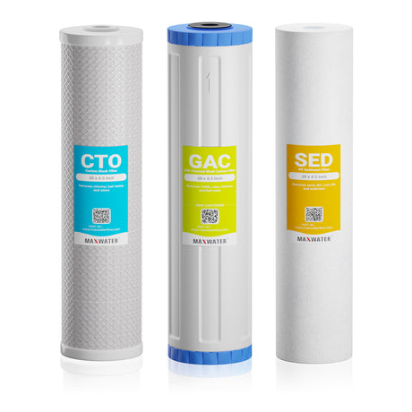 GAC filter replacement, 20-inch x 4.5-inch size, suitable for comprehensive water purification