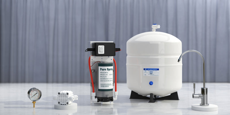parts and accessories on the blue max water website, faucet, Ro tank, auto shut of valve, gauge and many more water filtration accessories
