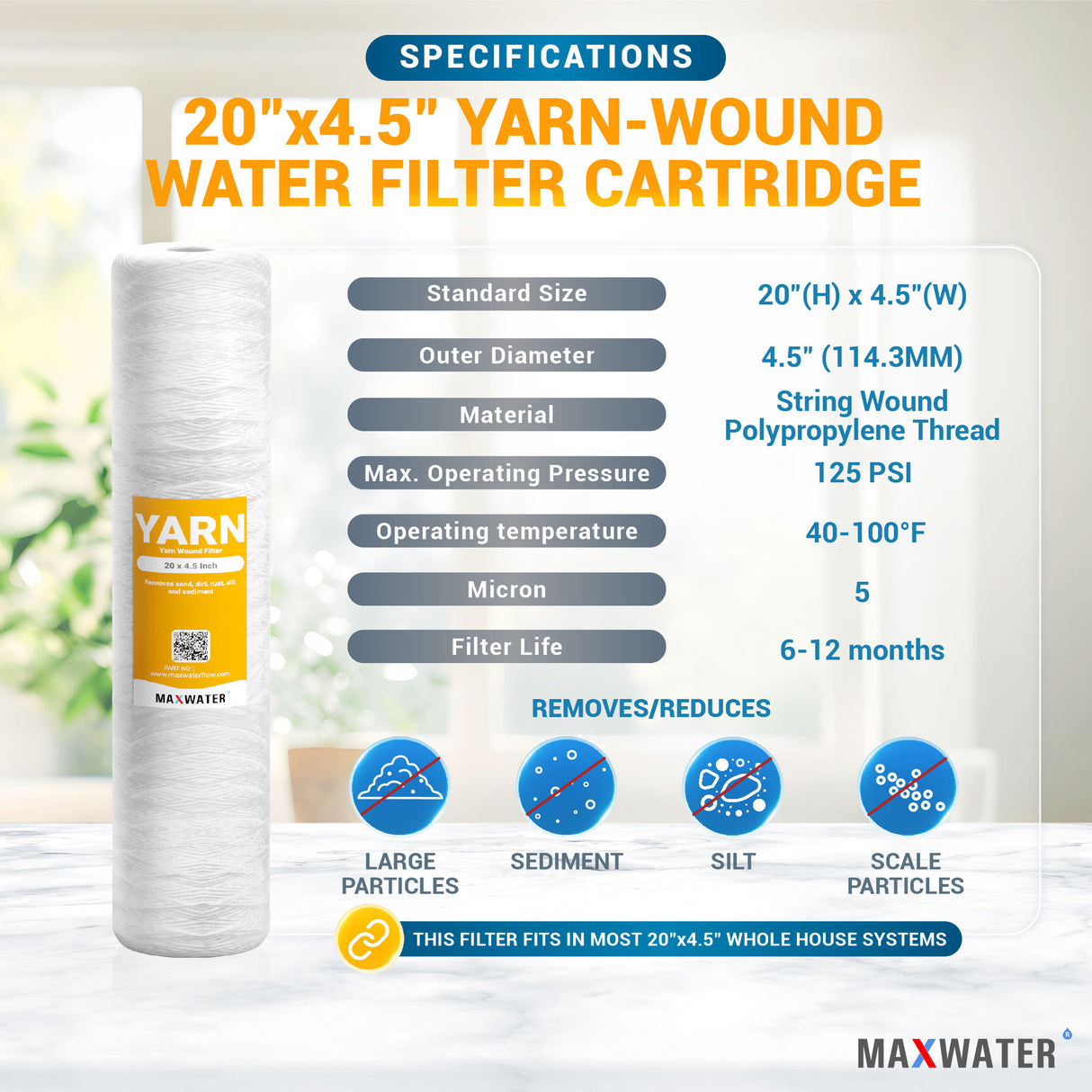 yarn filter for home water filtration system