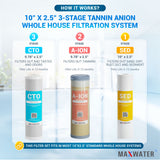 Anion Resin Water Filtration System, 10” x 2.5" Size