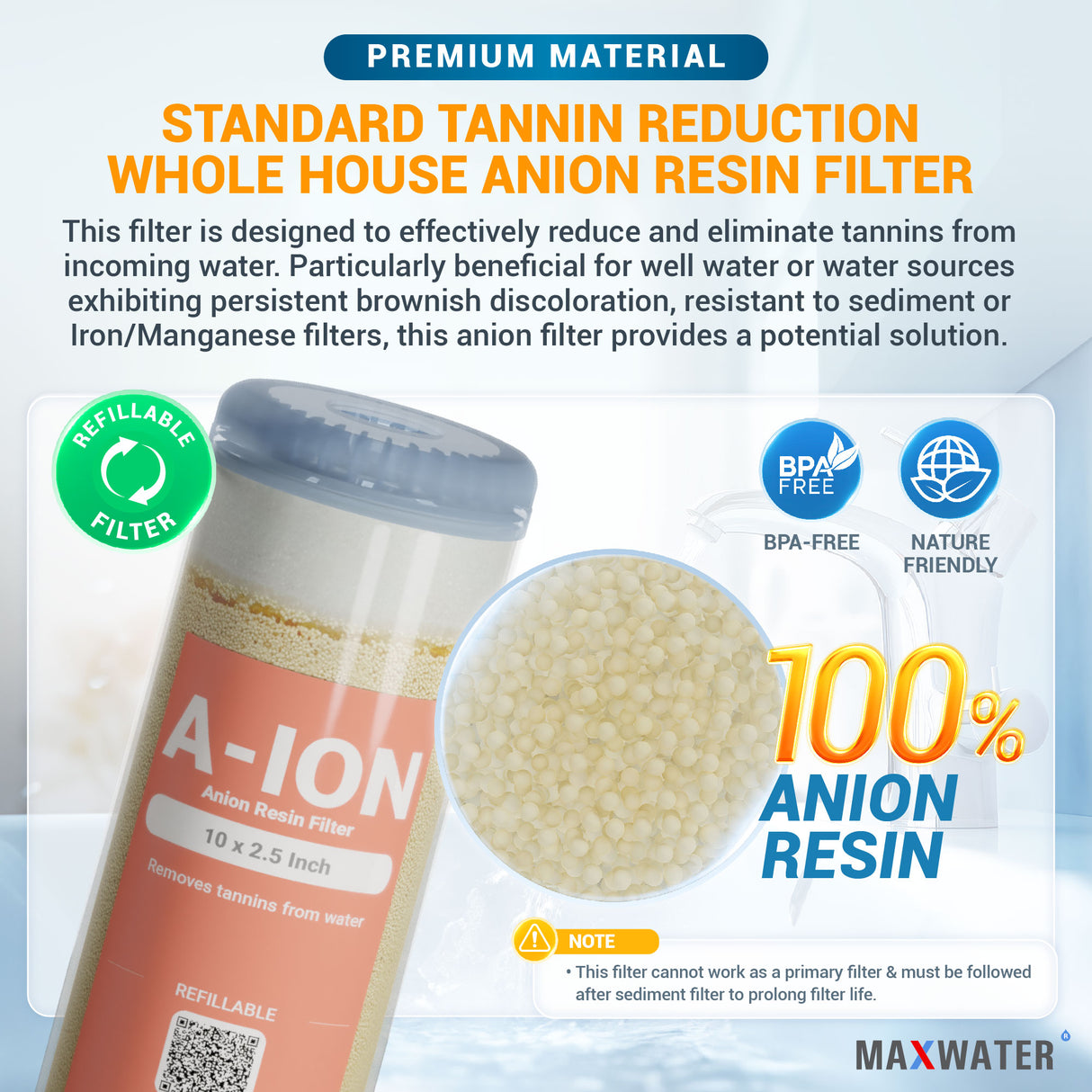 tannin filter cartridge anion resin