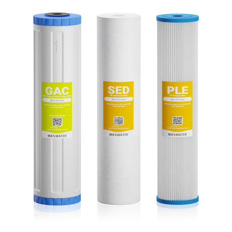 20-inch x 4.5-inch sediment replacement filter, ideal for whole house water filtration systems