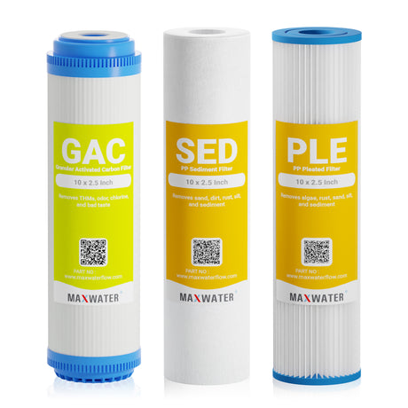 Pleated sediment and GAC filter replacement cartridge for comprehensive water purification