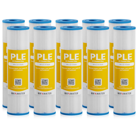Pleated Filter Cartridge (Reusable) for Whole House System, Size - 10" x 2.5"