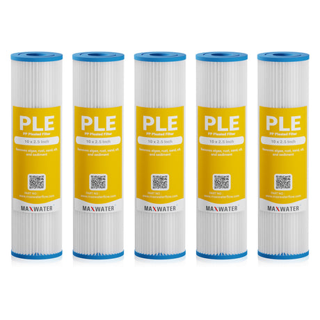 Pleated Filter Cartridge (Reusable) for Whole House System, Size - 10" x 2.5"