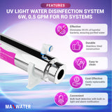 UV Light Water Disinfection System 6W, 0.5 GPM for Reverse Osmosis Systems