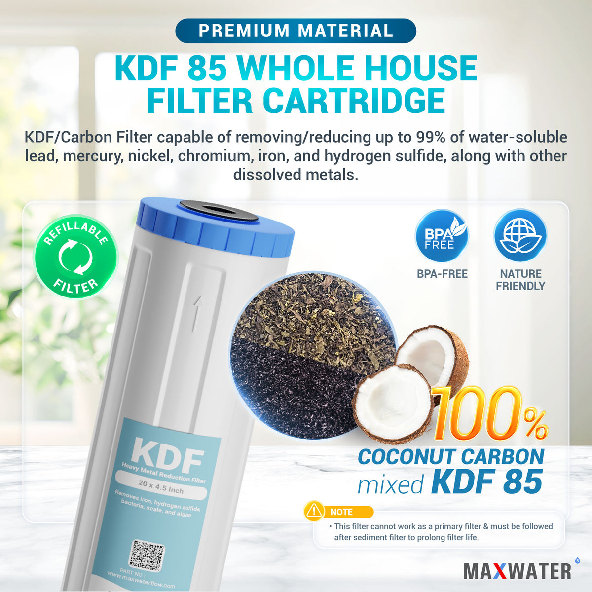 Kdf Fillter KDF 85 (Carbon, iron and hydrogen sulfide) Whole House Filter Cartridge ...