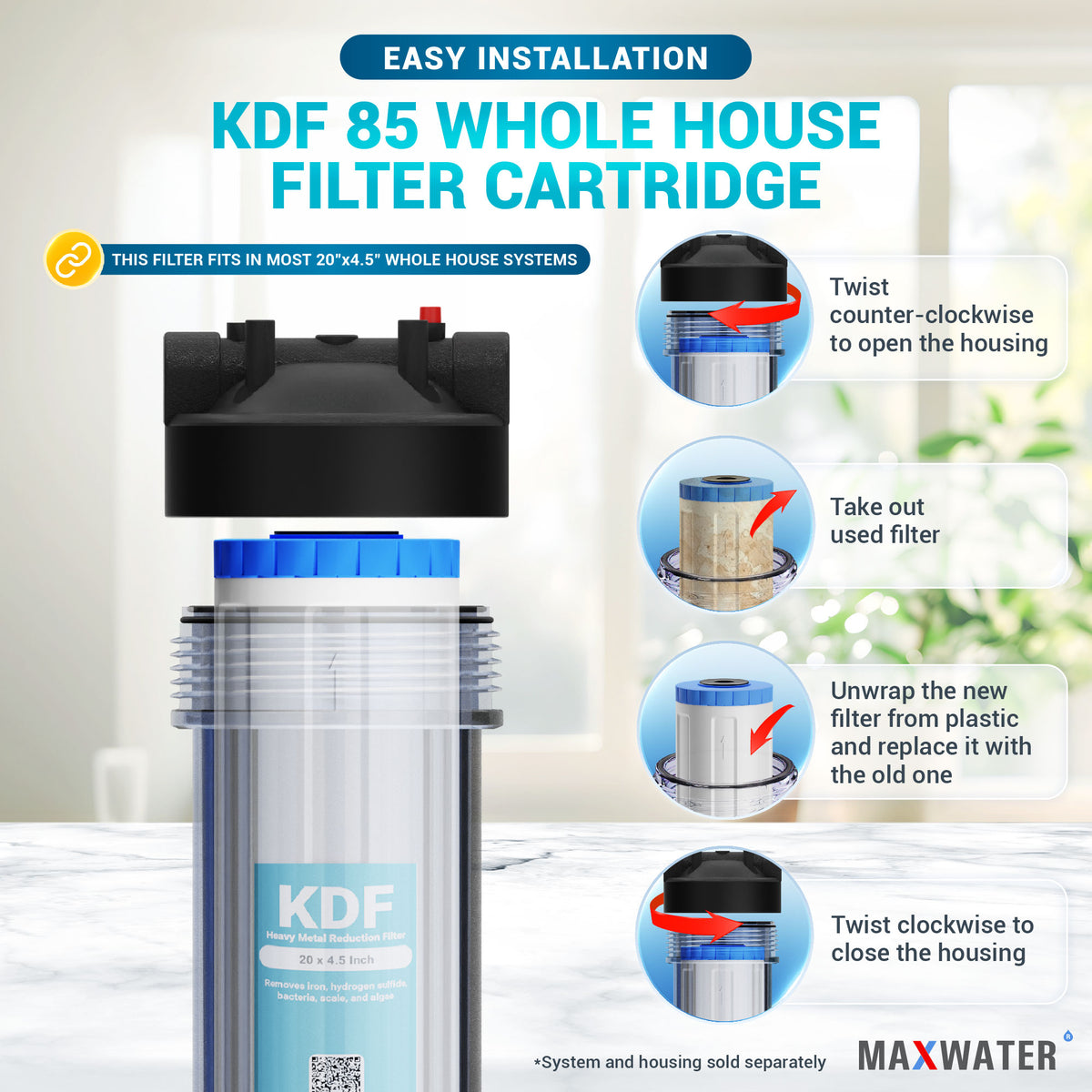 KDF 85 (Carbon, iron and hydrogen sulfide) Whole House Filter Cartridge ...